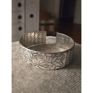 Lotus Flower S990 Cuff Bracelet Silverplated with 990 Silver Buddhist New